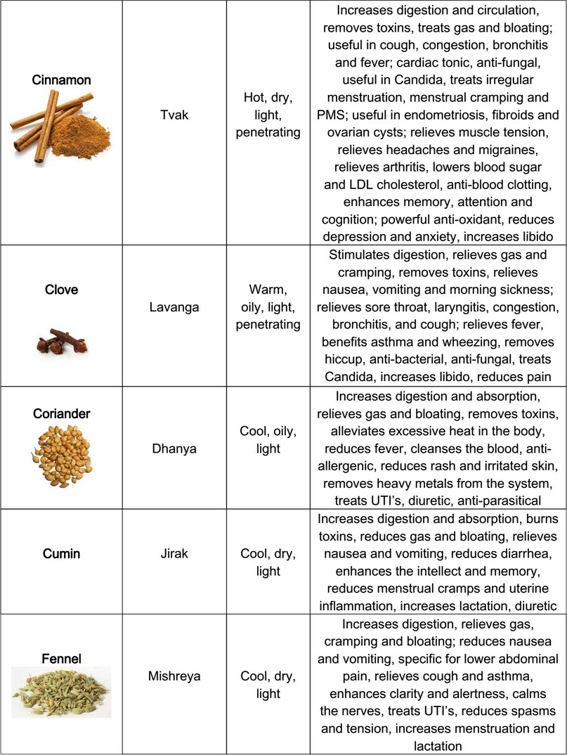 What are some commonly used spices?